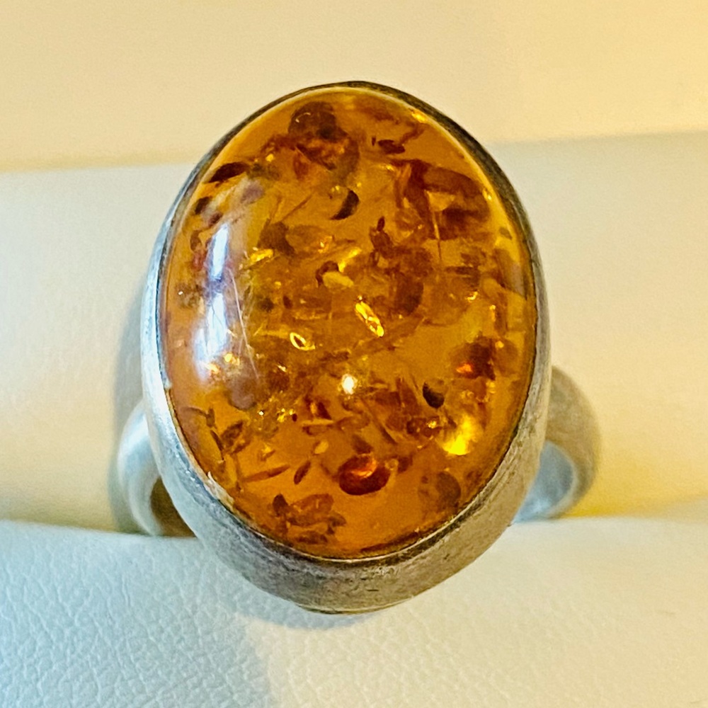 BALTIC AMBER REAL SILVER RING
